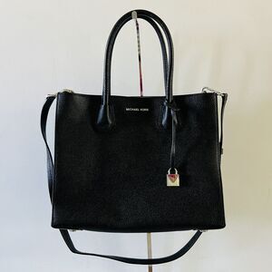 MICHAEL KORS STUDIO Mercer Black Leather Large Convertible Tote Bag